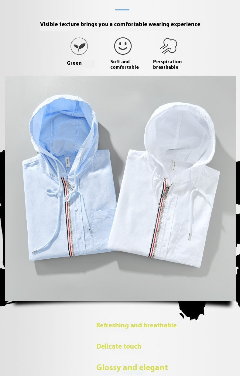 Cotton Hooded Shirt Coat American Casual Men