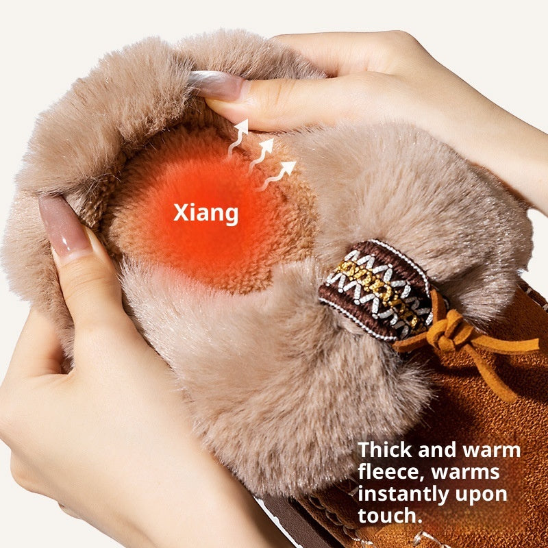 Ladies' Fleece-lined Plush Short Boots