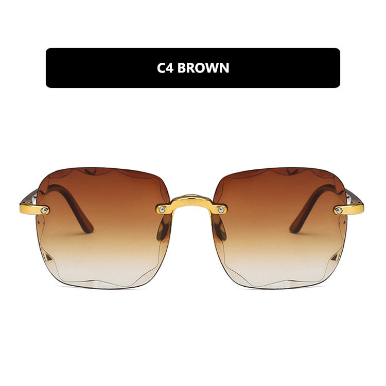 Square Sunglasses Trimmed Frameless Tide Large Rim Sunglasses - Beuti-Ful