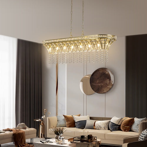 Modern Champagne Gold Kitchen Island Lamp - Oval Crystal Ceiling Chandelier Unavailable Platform- Temu - Beuti-Ful