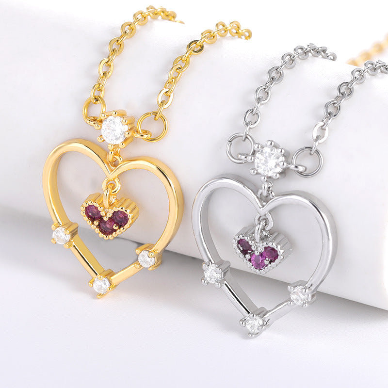 Fashion Double Love Pendant Necklace