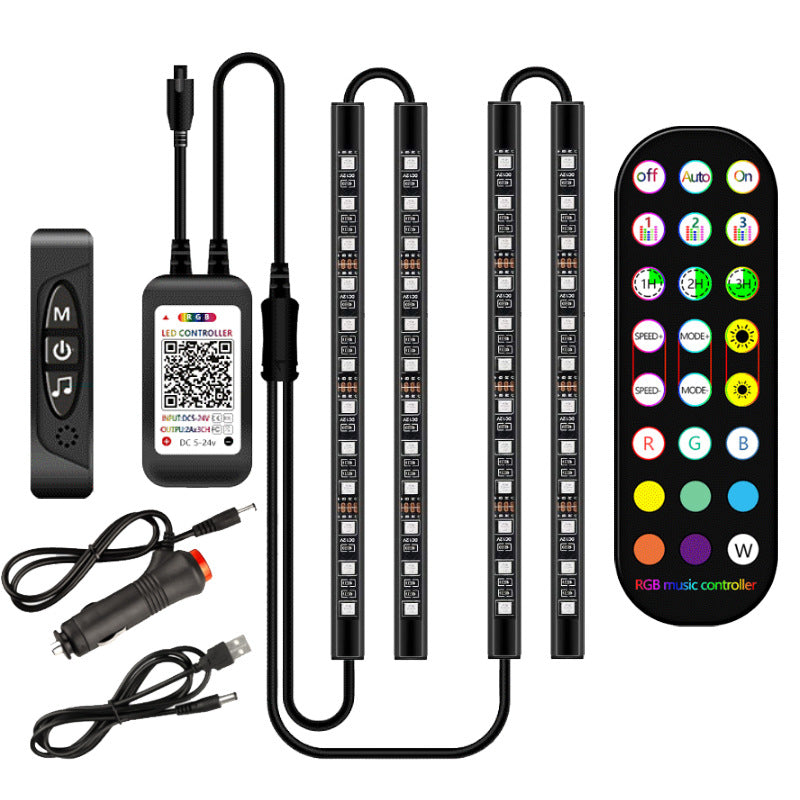 Styling Decorative Lamp LED Car Interior Light Waterproof Ambient Lamp Of Wireless Remote Music Control Car RGB Strip Lights - Beuti-Ful