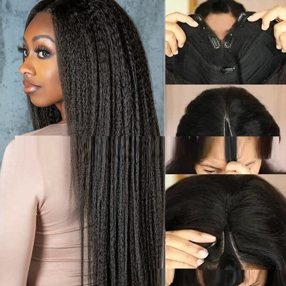 Lace Free Mechanism Yaki Straight Pure Human Wig - Beuti-Ful