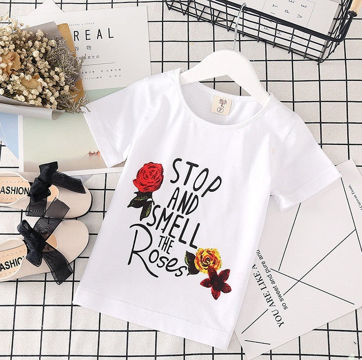 Kids Clothes White T-shirt Denim Skirt 2pcs Girls Suits - Beuti-Ful