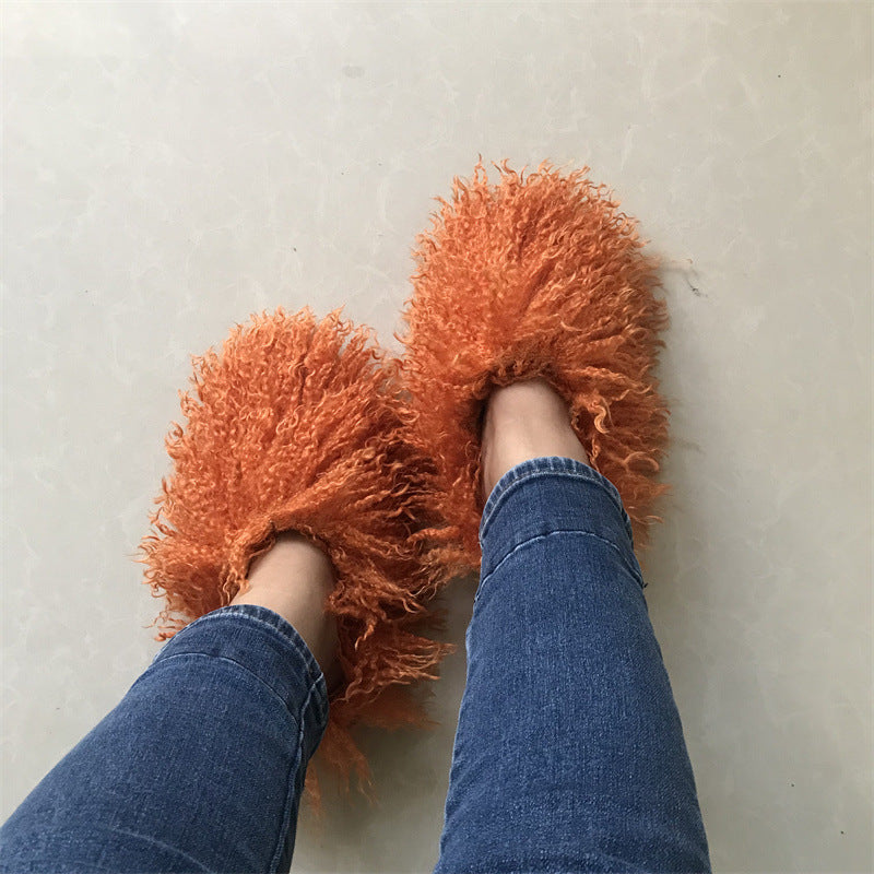 Imitation Tan Sheep Maomao Warm Women's Cotton Slippers Snow Boots - Beuti-Ful