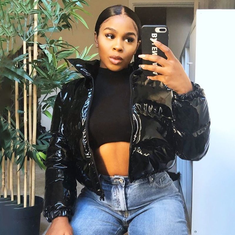 Faux PU Leather Y2K Bubble Puffer Winter Warm Jacket Women Coats Long Sleeve Outerwear Zipper Casual - Beuti-Ful