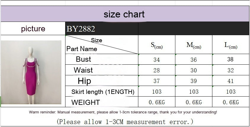 Bandage Heavy Industry Set Diamond Graceful Evening Dress Hip Skirt - Beuti-Ful