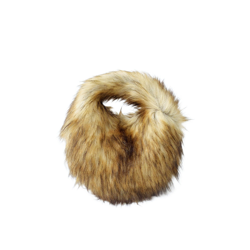 Artificial Raccoon Fur Ball Bag Plush Unique Punk Style Y2g - Beuti-Ful