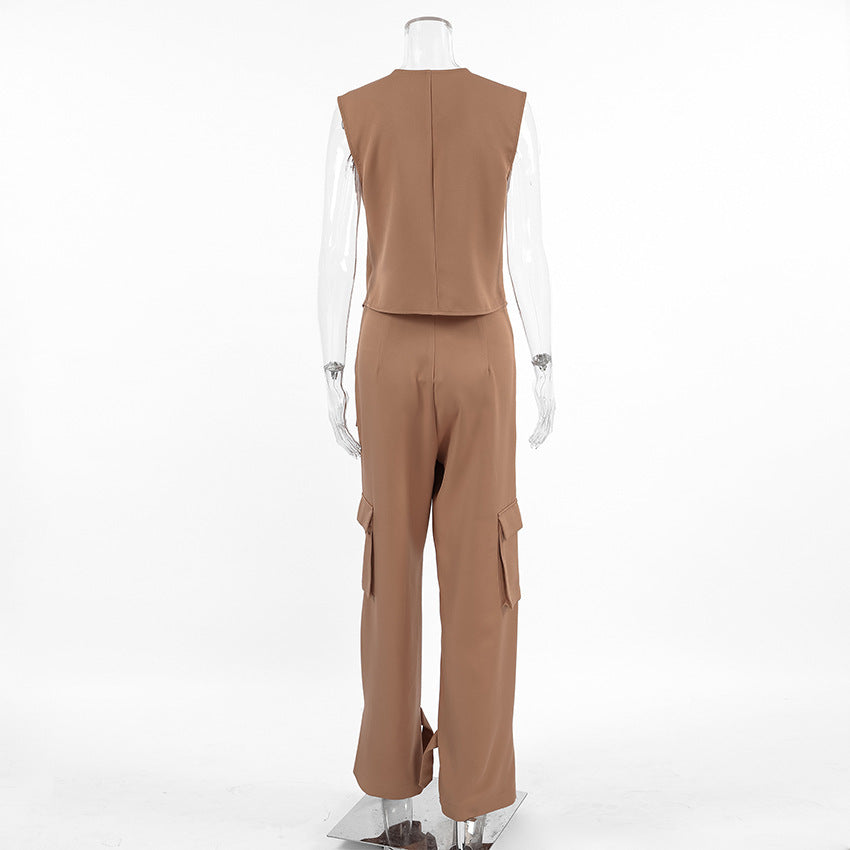 Women's Two-piece Asymmetric Vest Overalls