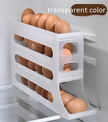 Refrigerator 4-Layer Automatic Egg Roller Sliding Egg Tray Refrigerator Side Door Large Capacity Holder Egg Storage Box Kitchen Gadgets - Beuti-Ful