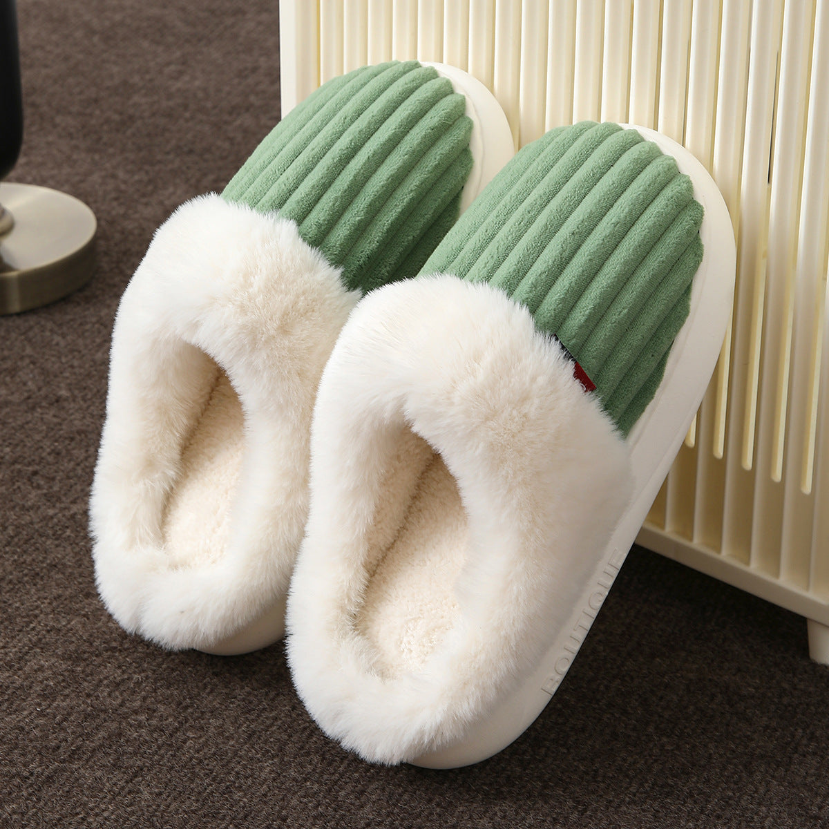 Plush Slippers Winter Thickened Coral Couple