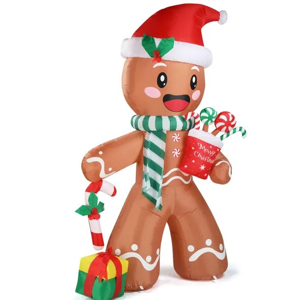 7.9 FT Lighted Christmas Inflatable Decoration, Inflatable Gingerbread Man Outdoor Decoration - Beuti-Ful
