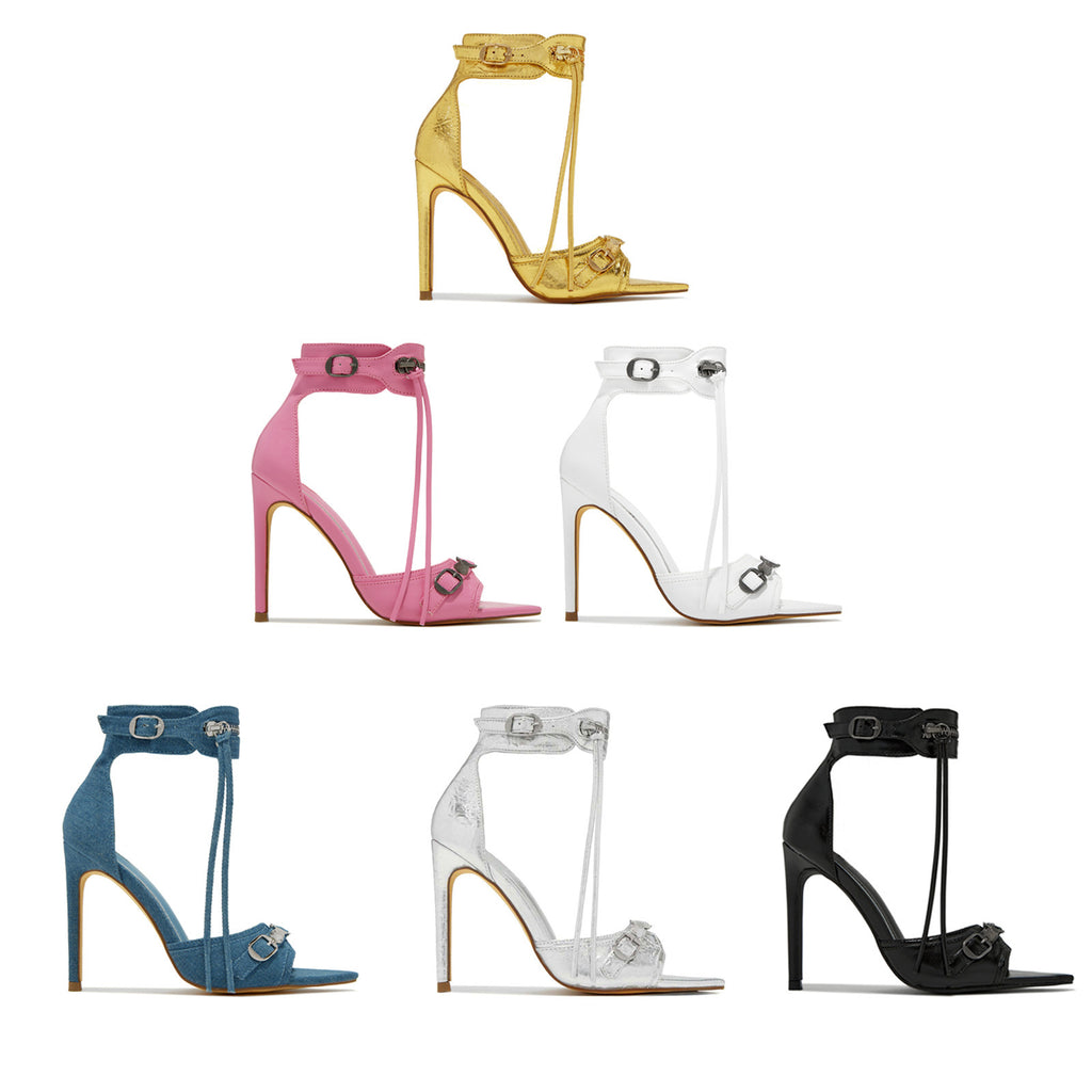 New High Heel Sandals Stiletto Heel Rivet Belt Buckle Pendant - Beuti-Ful
