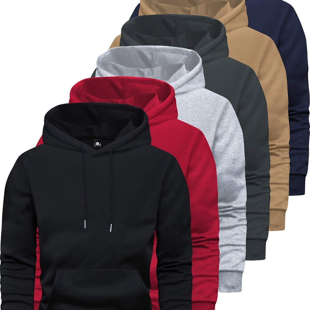 6-Piece Men's Long-sleeved Solid Color Hooded Sweaters