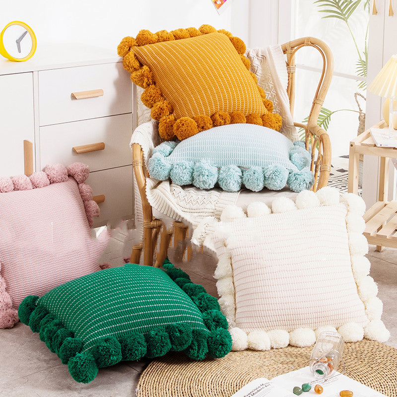 Throw Pillow Bed Sofa Cushion Waist Knitted Pillowcase - Beuti-Ful