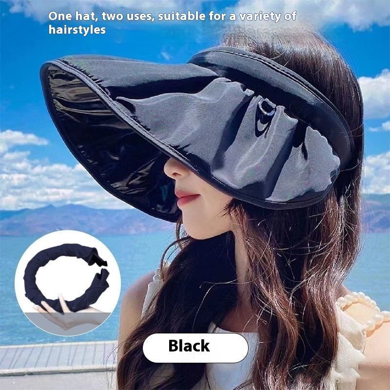 Summer Shell Hat FPF50 Empty-top Hat Women's Cycling Sun Protection UV Face Covering Sunhat Outdoor
