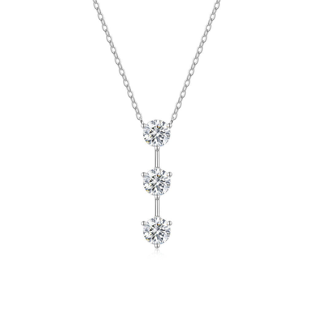 1 Carat Silver Necklace Pendant Set With Top Grade Moissanite, Made Of S925 Silver Plated Platinum. - Beuti-Ful