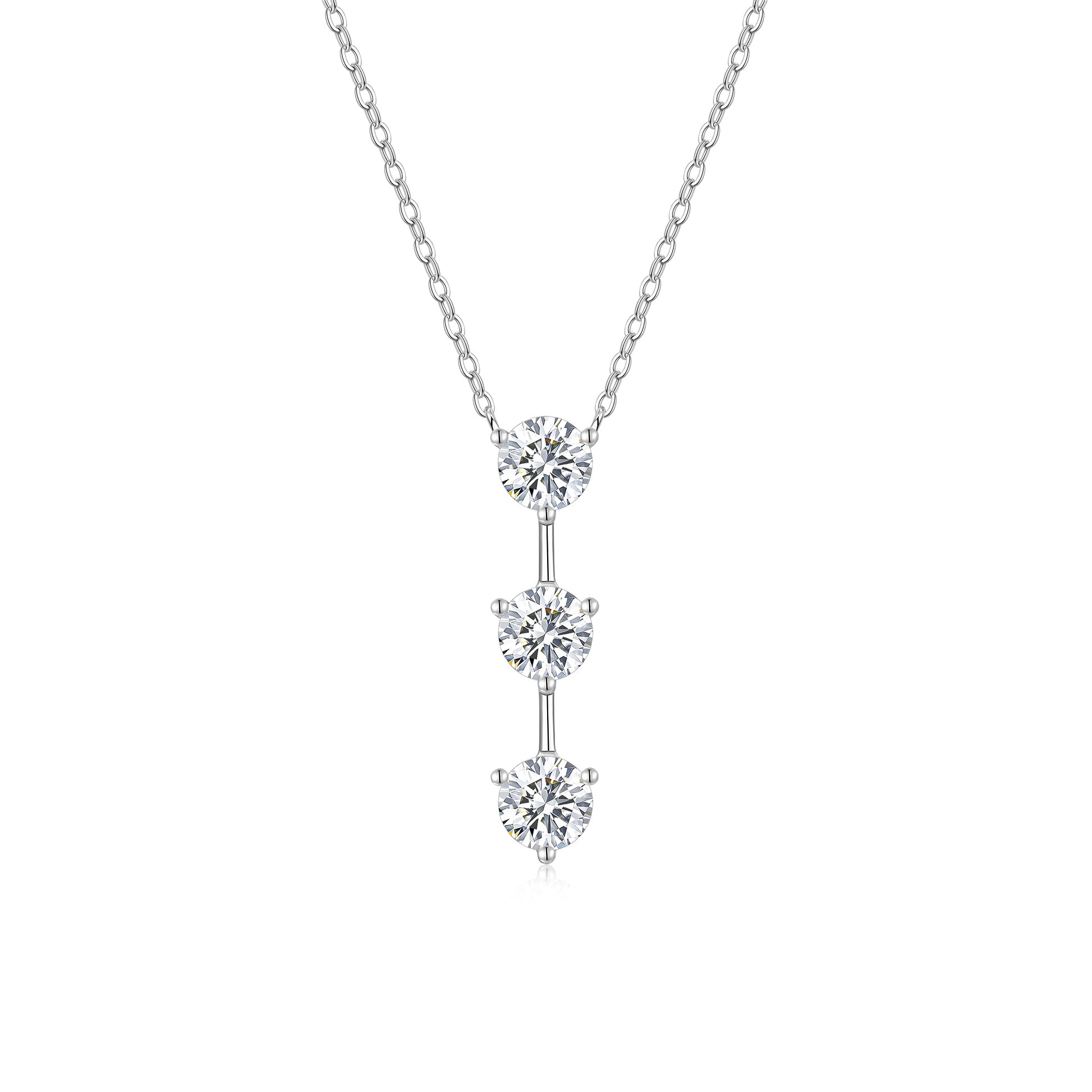 1 Carat Silver Necklace Pendant Set With Top Grade Moissanite, Made Of S925 Silver Plated Platinum. - Beuti-Ful