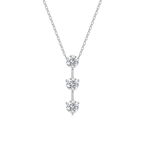 1 Carat Silver Necklace Pendant Set With Top Grade Moissanite, Made Of S925 Silver Plated Platinum. - Beuti-Ful
