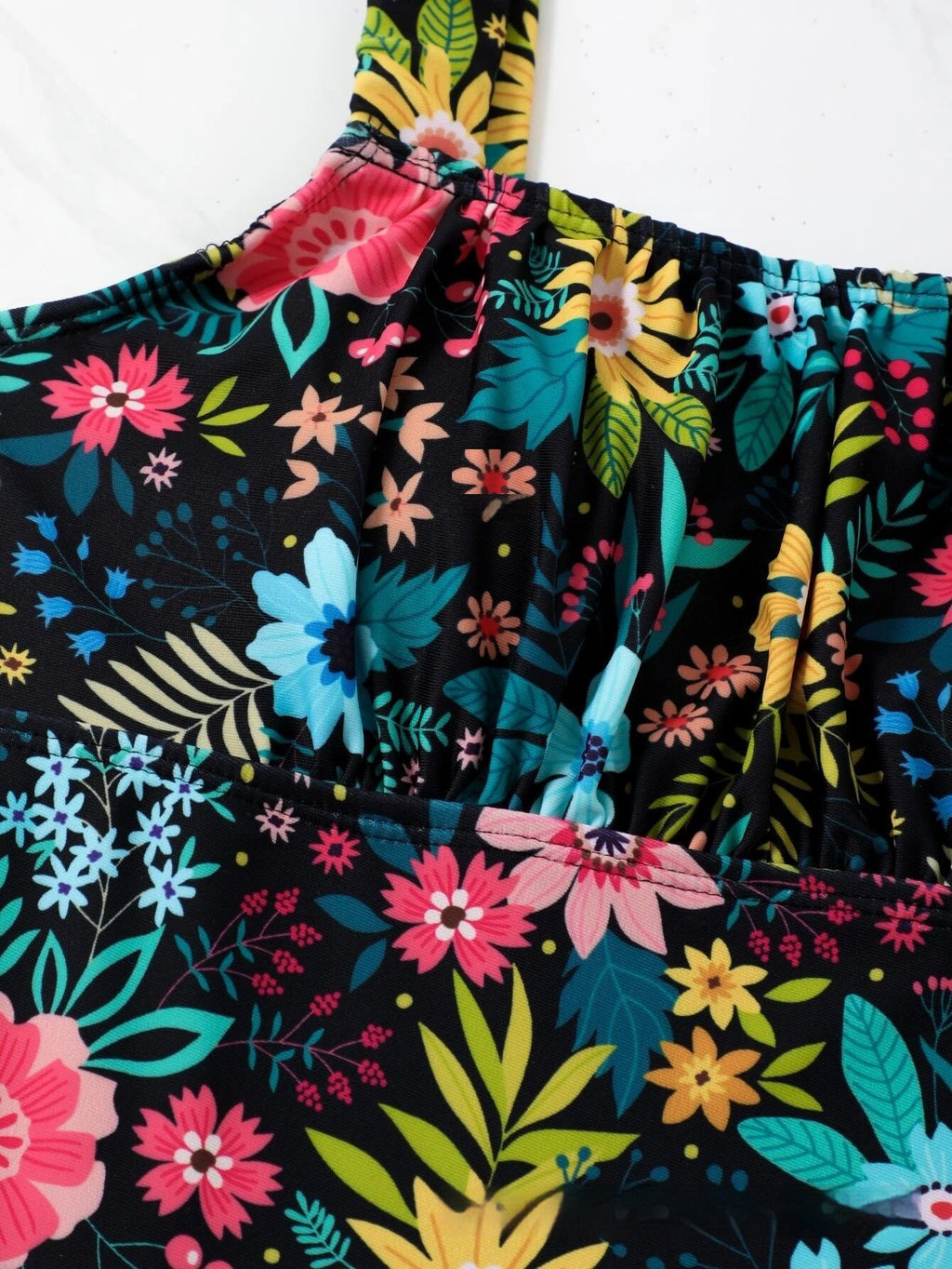 Pastoral Style Floral Print Full-bed One-piece Swimsuit For Women - Beuti-Ful