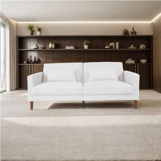 Linen Sofa Seats In Beige - Beuti-Ful