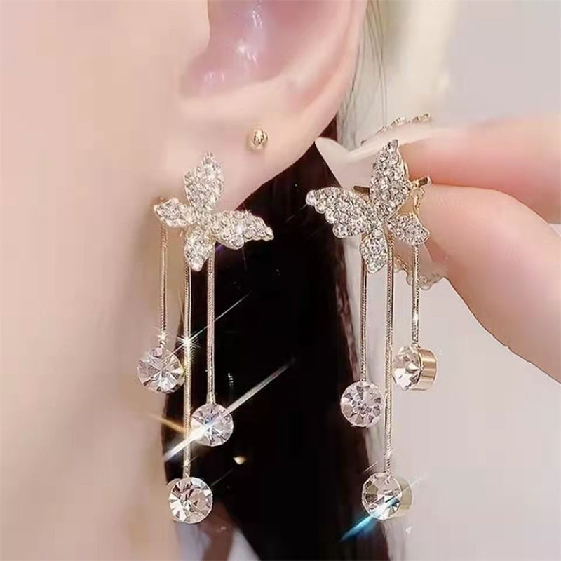 Fashion Jewelry Diamond-encrusted Butterfly Stud Earrings - Beuti-Ful