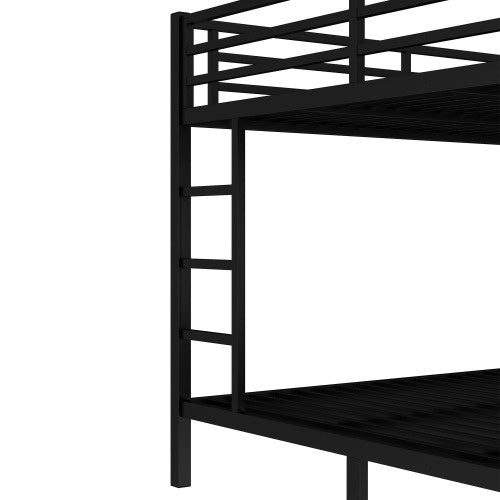 Metal California King Over California King Bunk Bed Space-Saving Noise Reduced No Box Spring Needed, Black