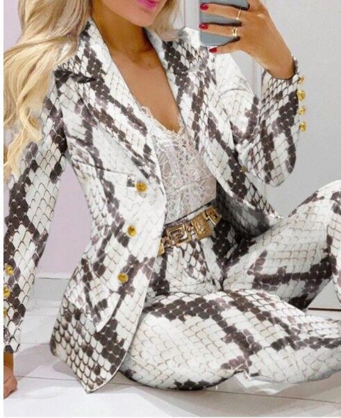 Casual Fashion Set Women's Suit Pink Suit Yellow Brown Striped Dotted Chain - Beuti-Ful