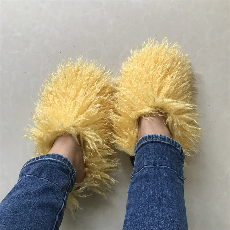 Imitation Tan Sheep Maomao Warm Women's Cotton Slippers Snow Boots - Beuti-Ful