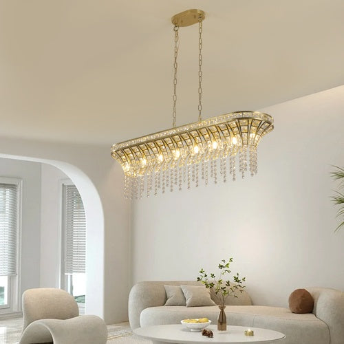 Modern Champagne Gold Kitchen Island Lamp - Oval Crystal Ceiling Chandelier Unavailable Platform- Temu - Beuti-Ful
