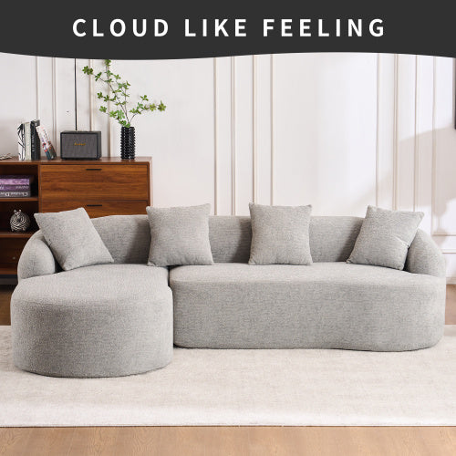 LY-022 GREY COMPRESSION SOFA Chaise Longue With 3-seater,Chenille Fabric, Full Sponge Compression Sofa
