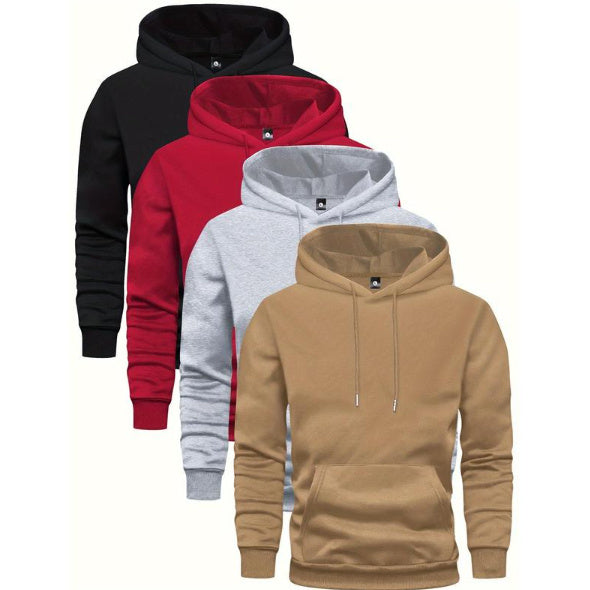 6-Piece Men's Long-sleeved Solid Color Hooded Sweaters