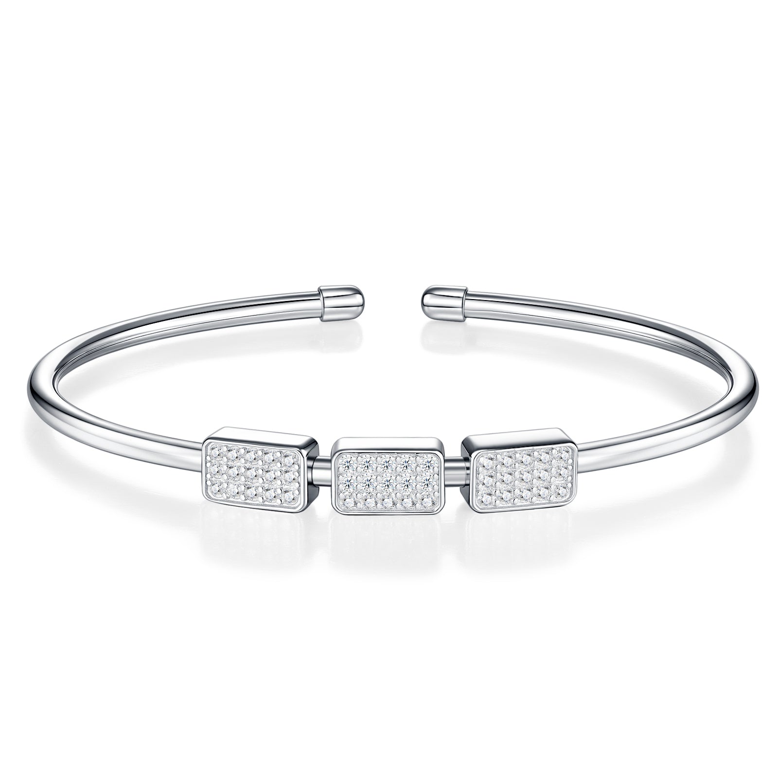 A Luxurious And Fashionable Minimalist Jewelry Bracelet Featuring Top-quality Moissanite, Made Of S925 Silver Electroplated With Platinum. - Beuti-Ful