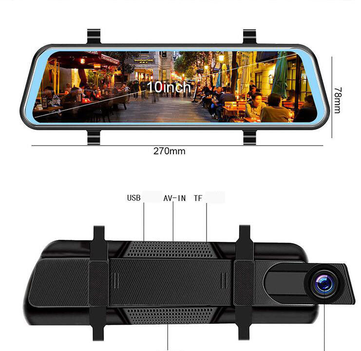 New Touch 10-inch Full-screen Driving Recorder Voice-activated Full-screen Streaming Dual-lens Non-light Night Vision DVR - Beuti-Ful