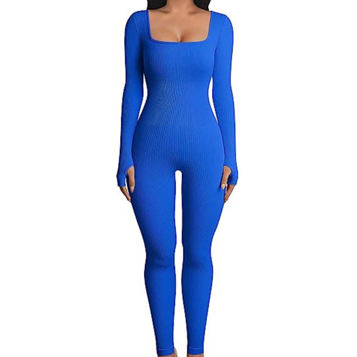 Hot-selling Women's Clothing Long Sleeve Jumpsuit Yoga Sexy One-piece Square Collar Sportwear - Beuti-Ful