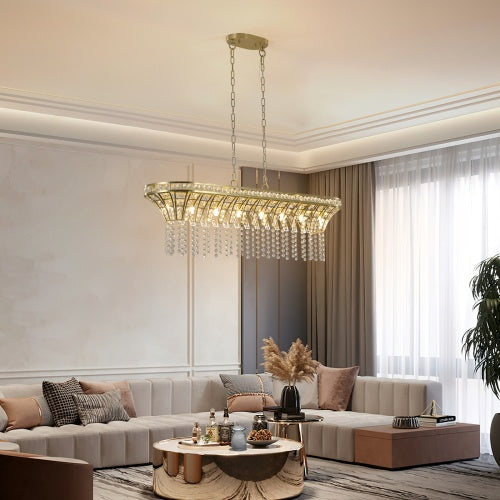 Modern Champagne Gold Kitchen Island Lamp - Oval Crystal Ceiling Chandelier Unavailable Platform- Temu - Beuti-Ful