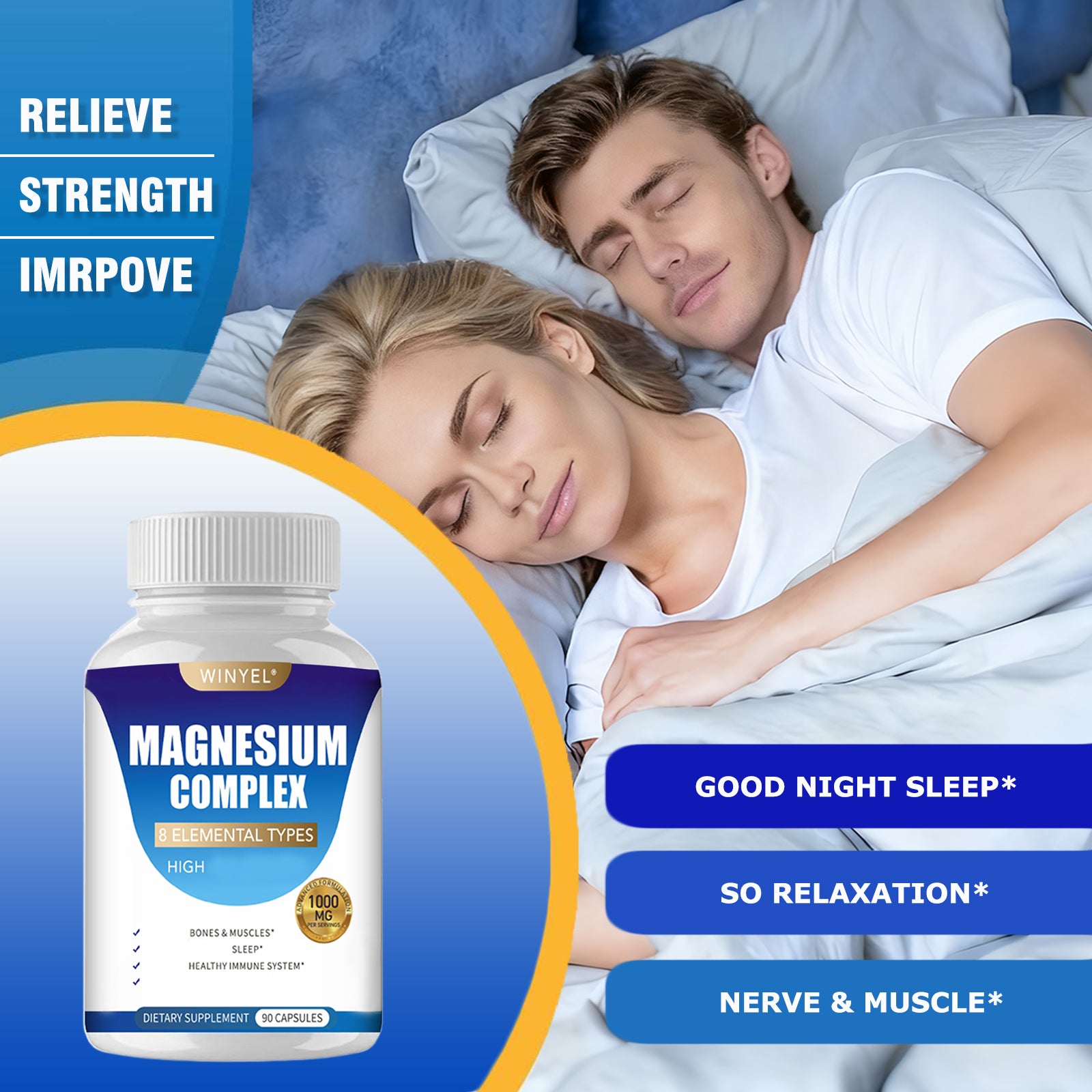 MAGNESIUM COMPLEX Wellness Capsules With Malate & Glycinate And 8 ELEMENTAL MAGNESIUM, Supports Health 90 Capsules, Dietary Supplement. - Beuti-Ful