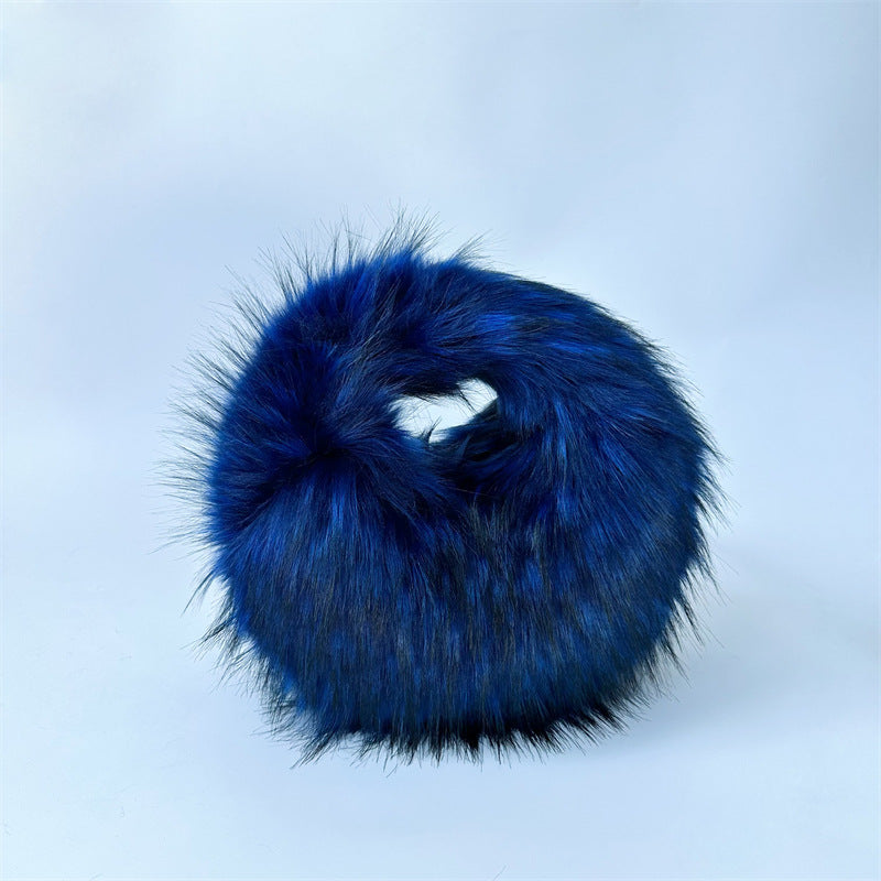 Artificial Raccoon Fur Ball Bag Plush Unique Punk Style Y2g - Beuti-Ful