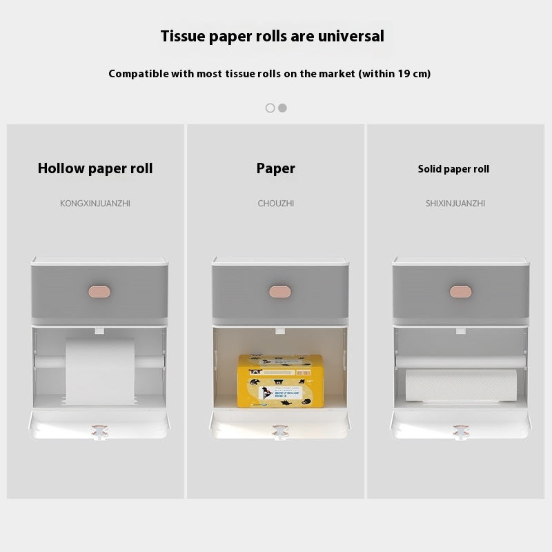 Toilettenpapier-Stanzfreie, wandmontierte, doppelschichtige, wasserdichte Aufbewahrungsbox