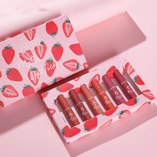 6pcs Box Strawberry Set Lip Gloss Non-stick Cup - Beuti-Ful