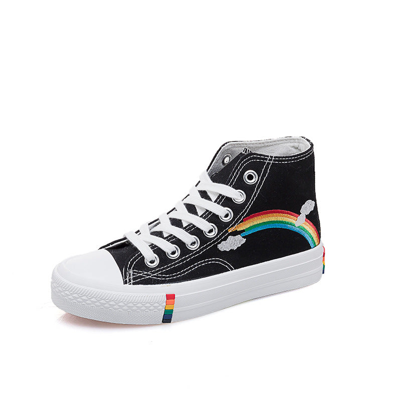 High-Top Rainbow Canvas Shoes Women'S