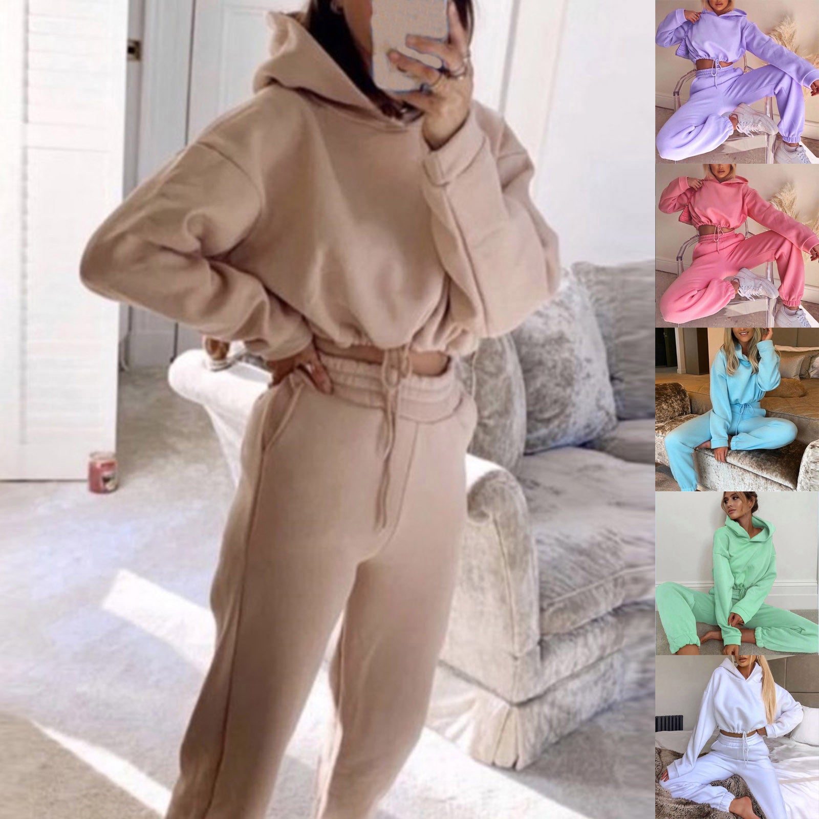 Jogging Suits For Women 2 Piece Sweatsuits Tracksuits Sexy Long Sleeve HoodieCasual Fitness Sportswear - Beuti-Ful