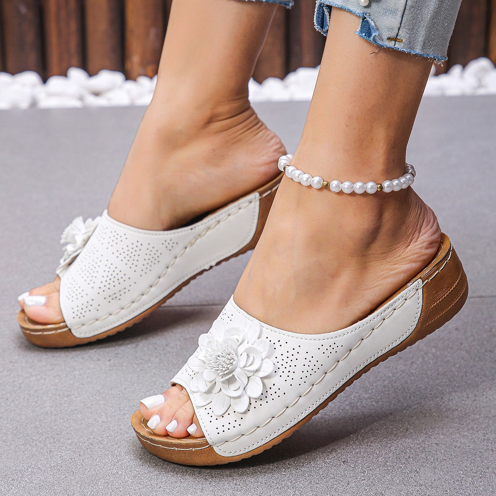 Flower Wedges Sandals Summer Fashion Retro Hollow Sandals