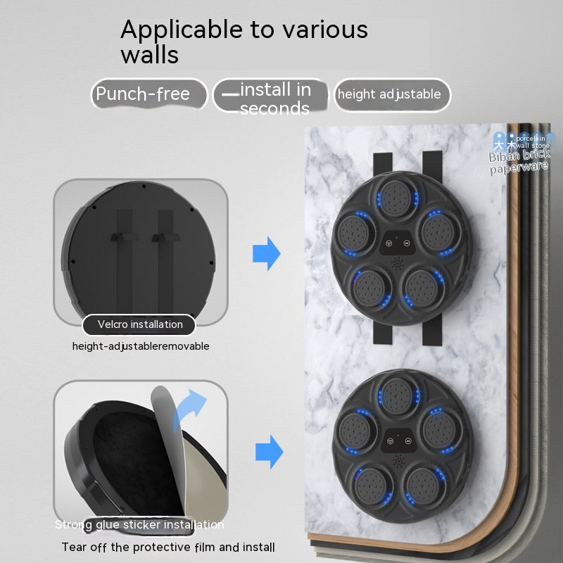 Children's Music Boxing Machine Blue Light Hitting Reaction Boxing Target Intelligent Electronic Wall Target - Beuti-Ful