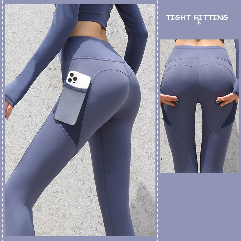 Gym Sport Seamless Leggings With Pockets Push Up High Waist Pants - Beuti-Ful