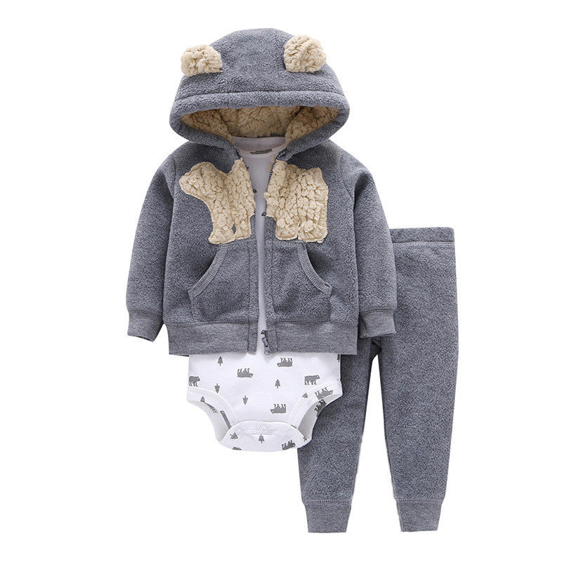 Polar Fleece Hooded Zip Romper Set