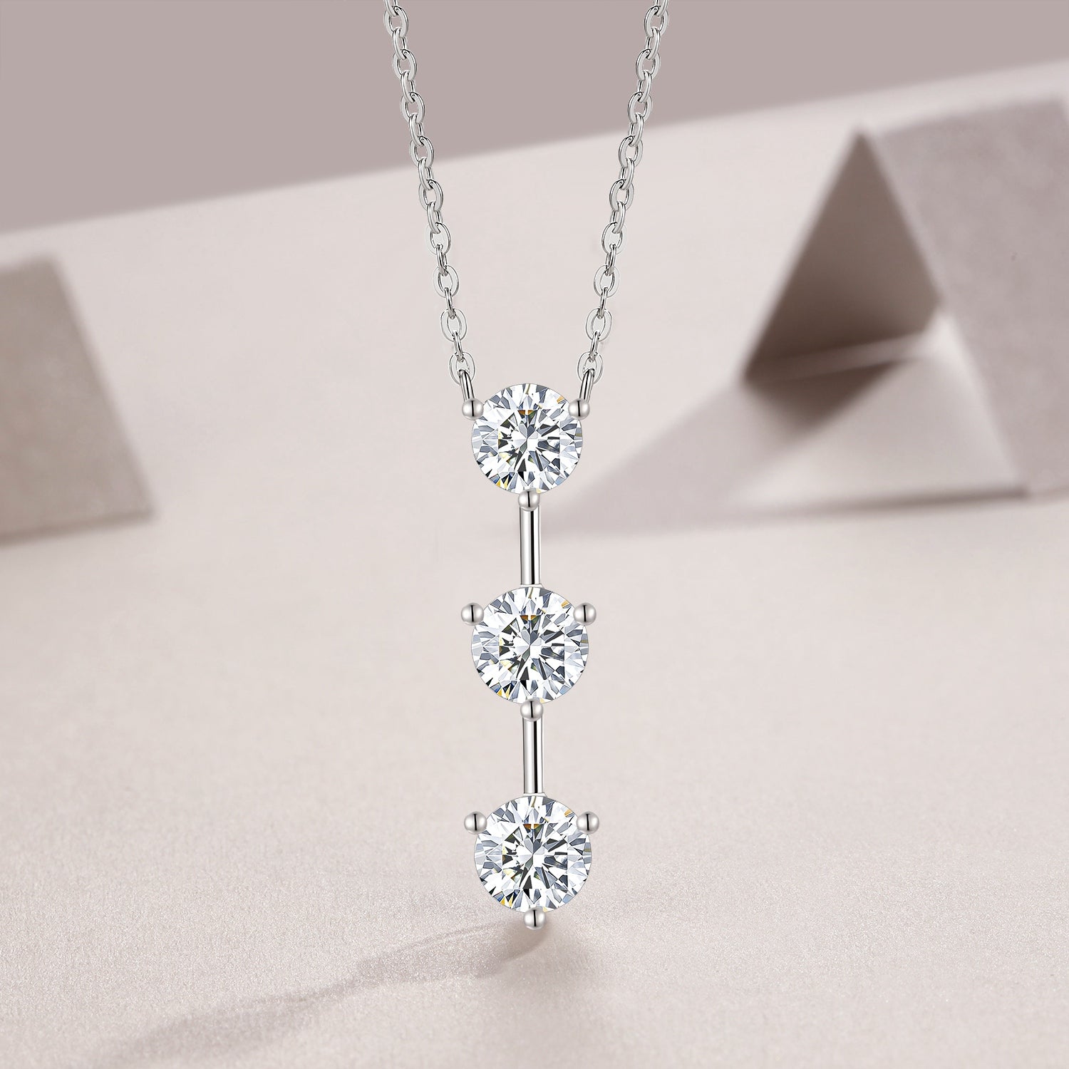 1 Carat Silver Necklace Pendant Set With Top Grade Moissanite, Made Of S925 Silver Plated Platinum. - Beuti-Ful