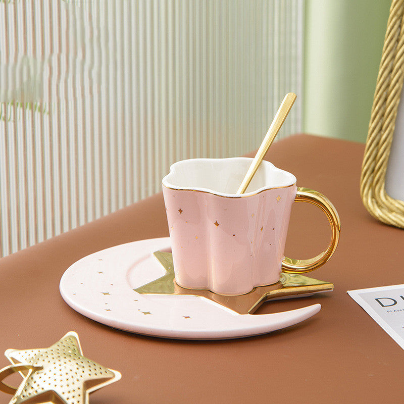 Ceramic Cup With Star And Moon Saucer