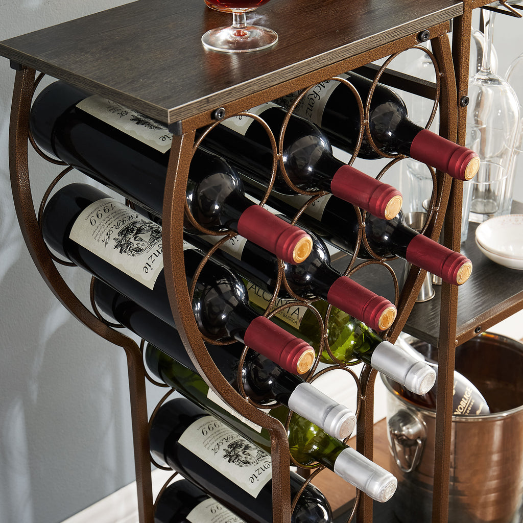 5-tier Freestanding Wine Rack With Hanging Wine Glass Rack And Storage Rack - Beuti-Ful