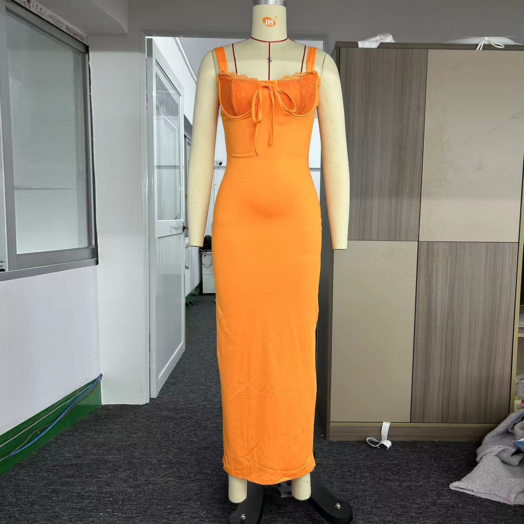 Women's Lace Slim Fit Patchwork Dress - Beuti-Ful